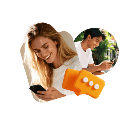 Woman using mobile phone for video call