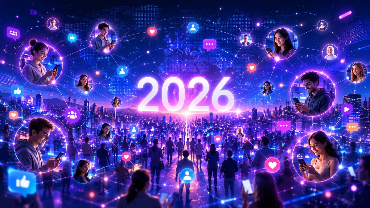 The biggest social networking trend of 2026, highlighting global digital connections, online communities, and real-time social interactions